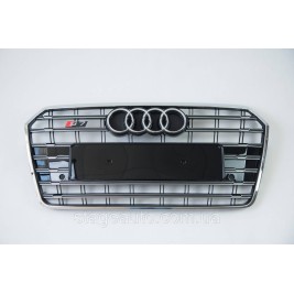 Решетка радиатора Audi A7 2014-2017год Черная с хромом (в стиле S-Line)