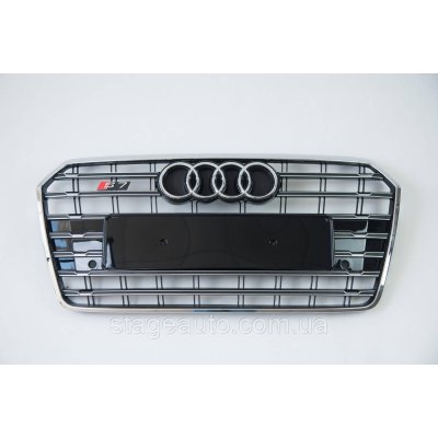 Решітка радіатора Audi A7 2014-2017 рік Чорна з хромом (в стилі S-Line)