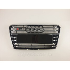 Решетка радиатора Audi A7 2010-2014год Черная с хромом (в стиле S-Line)