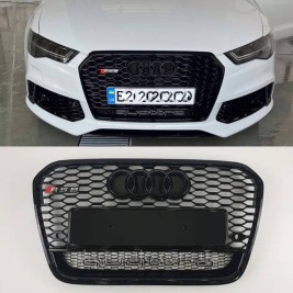 Решетка радиатора Audi A6 2014-2018год Черная Quattro (в стиле RS)