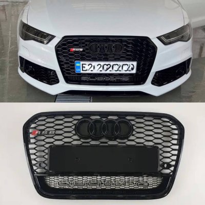 Решітка радіатора Audi A6 2014-2018 рік Чорна Quatro (у стилі RS)