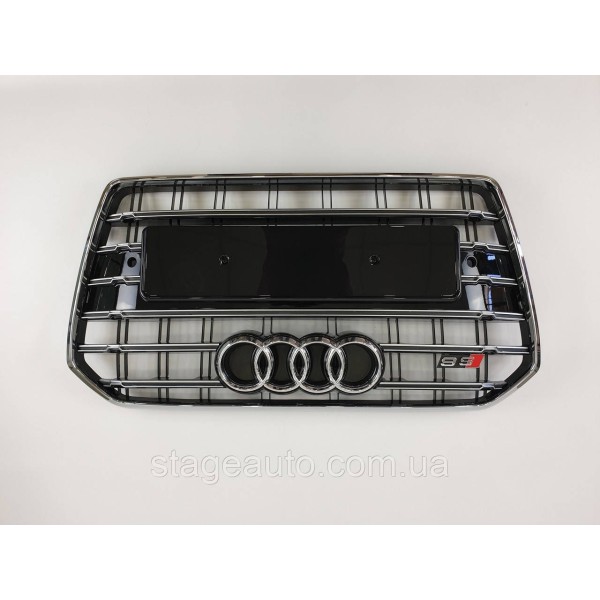 Решетка радиатора Audi A6 2014-2018год Черная с хромом (в стиле S-Line)