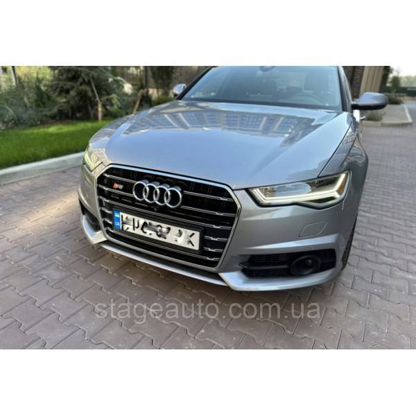Решетка радиатора Audi A6 2014-2018год Черная с хромом (в стиле S-Line)