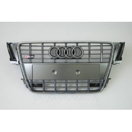 Решетка радиатора Audi A5 2007-2011год Серая с хромом (в стиле S-Line)