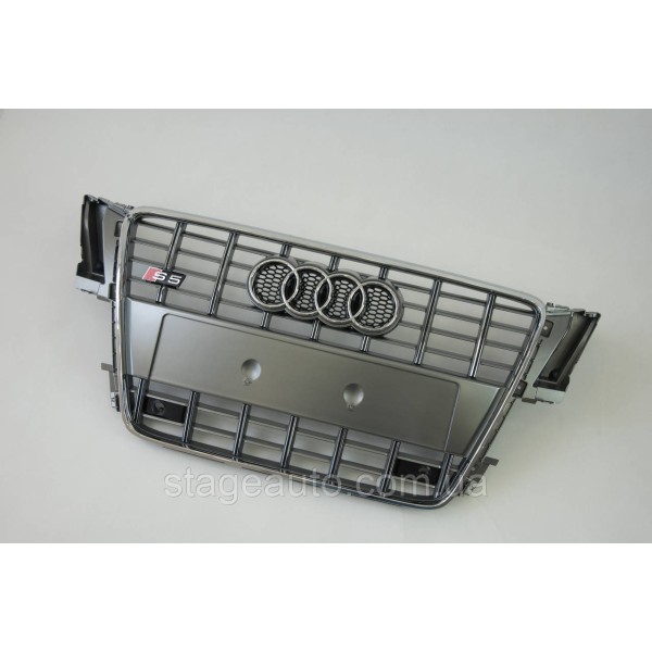 Решетка радиатора Audi A5 2007-2011год Серая с хромом (в стиле S-Line)