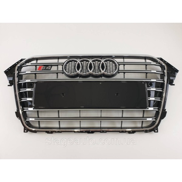 Решетка радиатора Audi A4 2011-2015год Черная с хромом (в стиле S-Line)