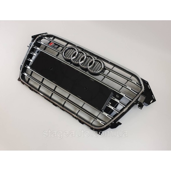 Решетка радиатора Audi A4 2011-2015год Черная с хромом (в стиле S-Line)