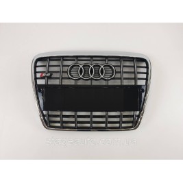 Решетка радиатора Audi A6 2004-2011год Черная с хромом (в стиле S-Line)