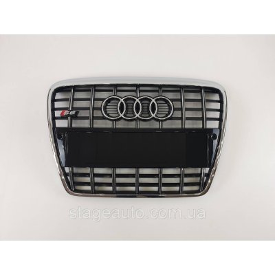 Решітка радіатора Audi A6 2004-2011 рік Чорна з хромом (в стилі S-Line)