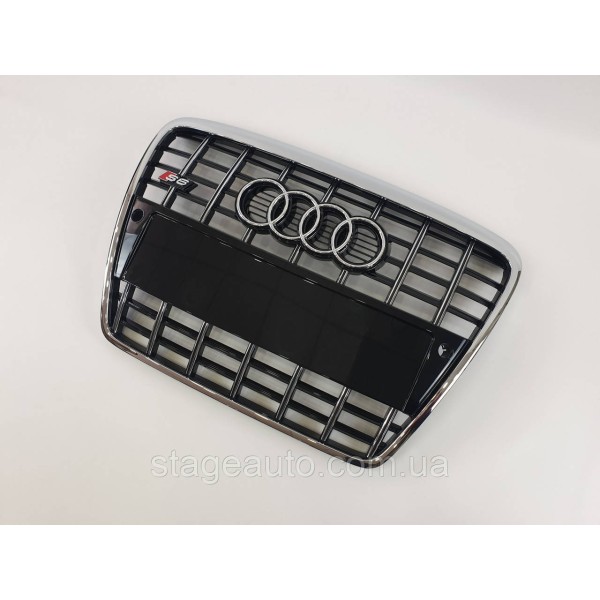 Решетка радиатора Audi A6 2004-2011год Черная с хромом (в стиле S-Line)
