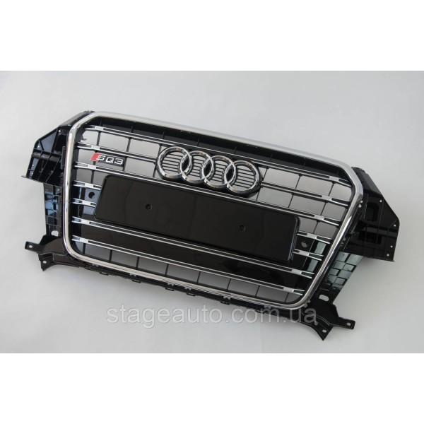 Решетка радиатора Audi Q3 2011-2014год Черная с хромом (в стиле S-Line)