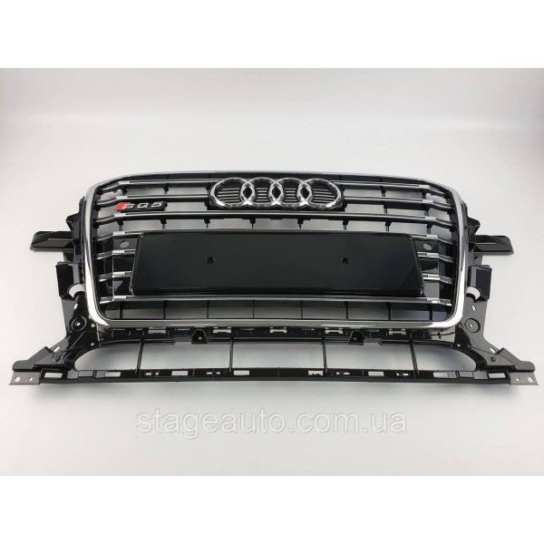 Решетка радиатора Audi Q5 2012-2016год Черная с хромом (в стиле S-line)