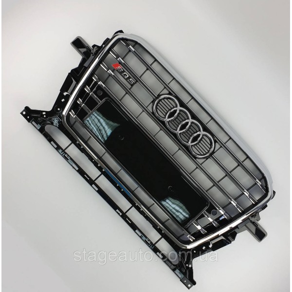 Решетка радиатора Audi Q5 2012-2016год Черная с хромом (в стиле S-line)