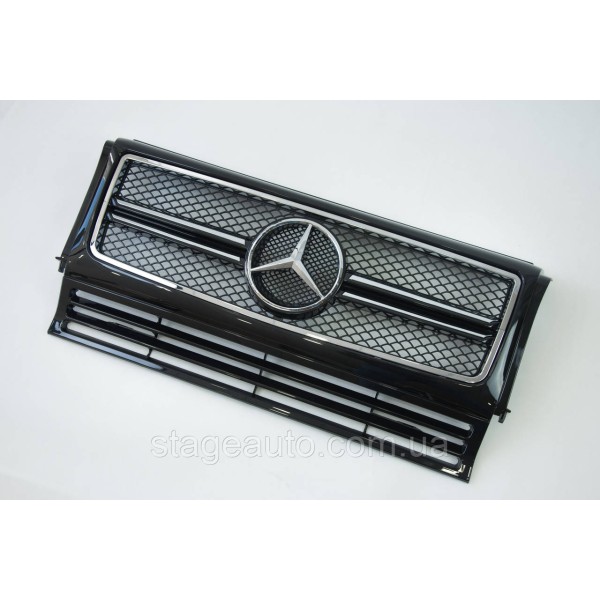 Решетка радиатора на Mercedes G-Class W463 1990-2018 год AMG стиль ( Черная с хром вставками )