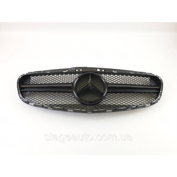 Решетка радиатора на Mercedes E-Class W212 2013-2016 год AMG стиль ( Черная глянцевая )