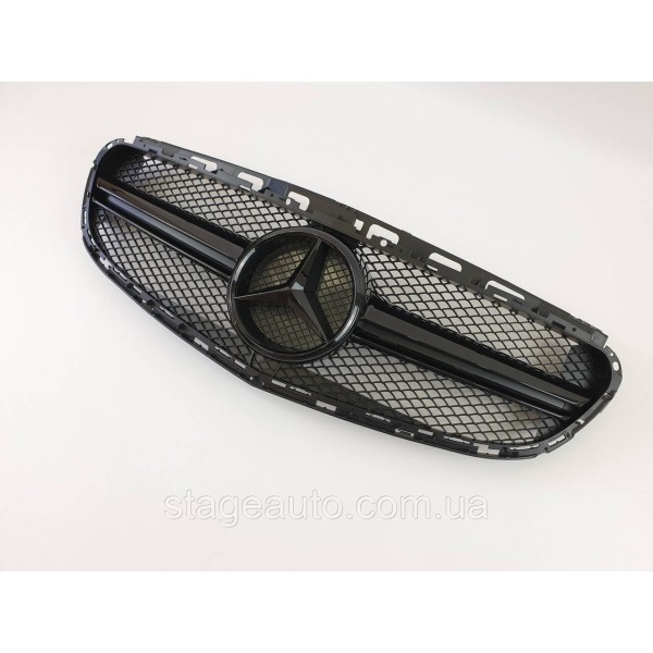 Решетка радиатора на Mercedes E-Class W212 2013-2016 год AMG стиль ( Черная глянцевая )