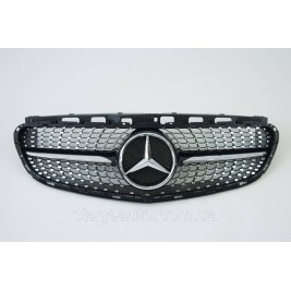 Решетка радиатора на Mercedes E-Class W212 2013-2016 год Diamond ( Черная с хром вставками )