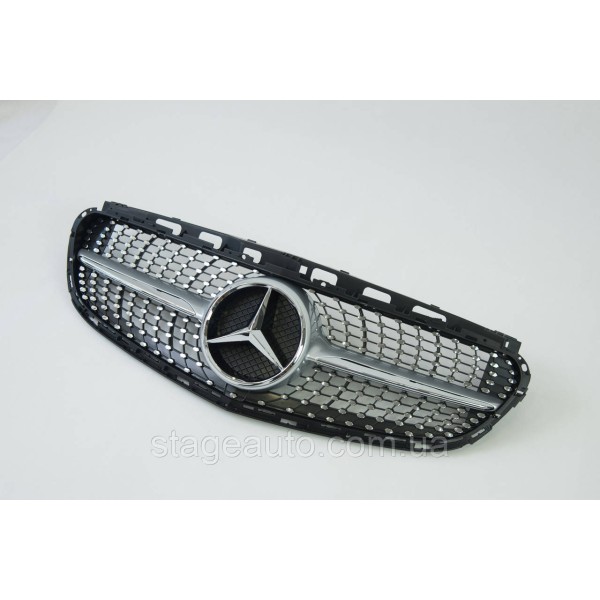 Решетка радиатора на Mercedes E-Class W212 2013-2016 год Diamond ( Серая с хром вставками )