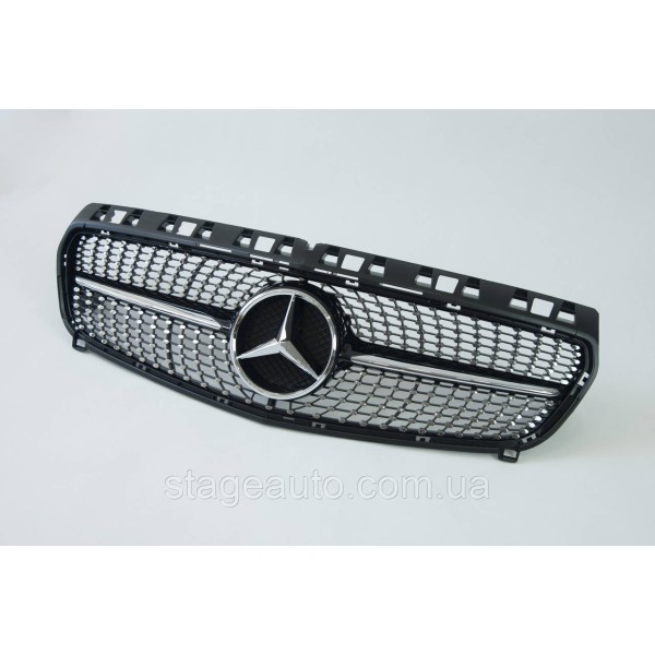 Решетка радиатора на Mercedes A-Class W176 2012-2015 год Diamond ( Черная с хром вставкой )