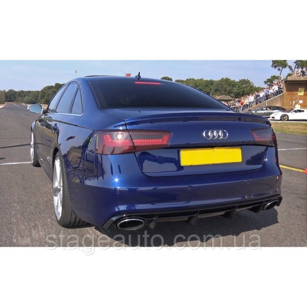 Диффузор с насадками в стиле RS на Audi A6 C7 2011-2014 год Черный с серой полоской