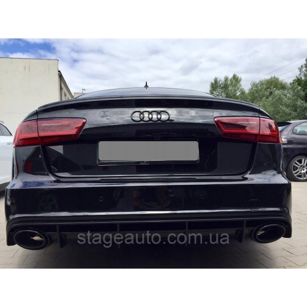 Диффузор с насадками в стиле RS на Audi A6 C7 2011-2014 год Черный с серой полоской