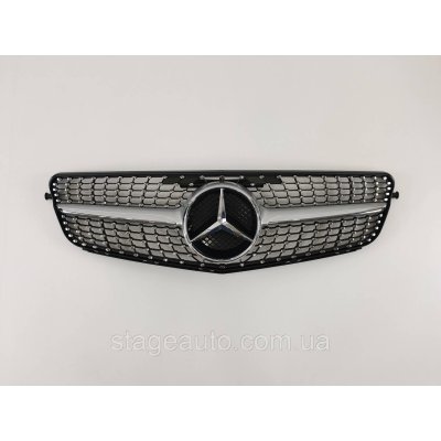 Решітка радіатора на Mercedes C-Class W204 2007-2014 рік Diamond ( Сіра з хром вставками)