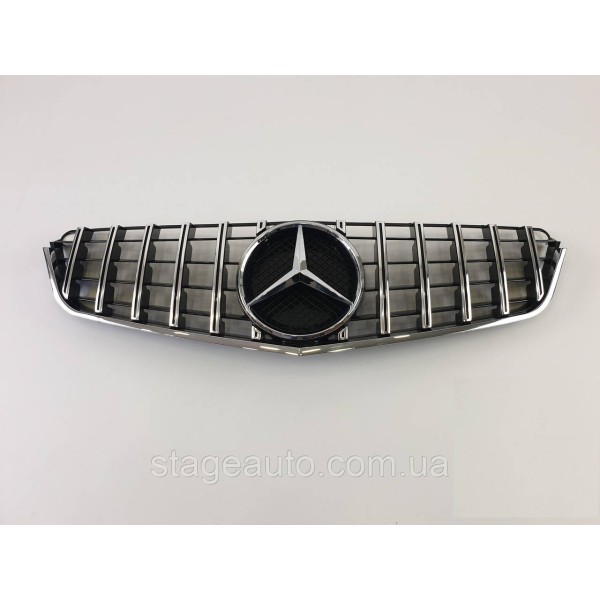 Решетка радиатора на Mercedes E-class Coupe C207 2009-2013 год GT Panamericana ( Черная с вертикальными хром п