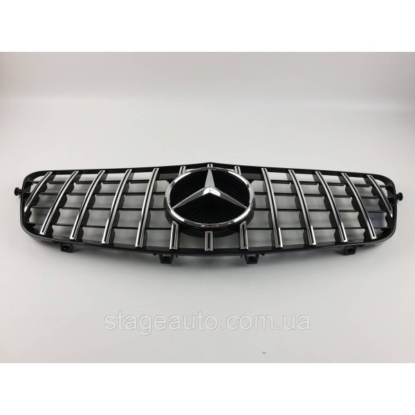 Решетка радиатора на Mercedes E-Class W212 2009-2013 год GT Panamericana ( Черная с вертикальными хром полоска