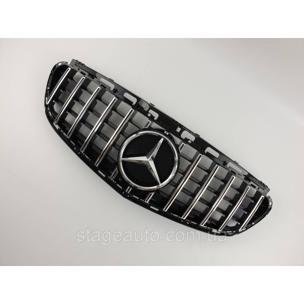 Решетка радиатора на Mercedes E-Class W212 2013-2016 год GT Panamericana ( Черная с вертикальными хром полоска