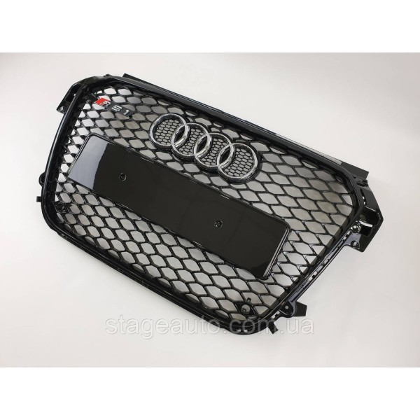 Решетка радиатора Audi A1 2010-2014год Черная с хром емблемой (в стиле RS)