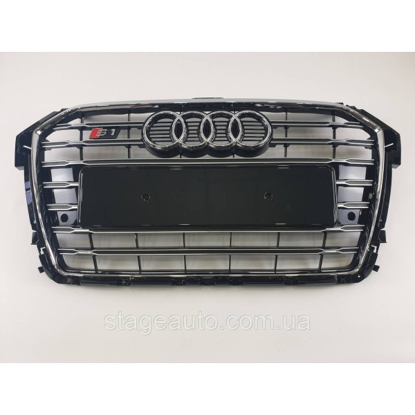 Решетка радиатора Audi A1 2014-2019год Черная с хромом (в стиле S-Line)