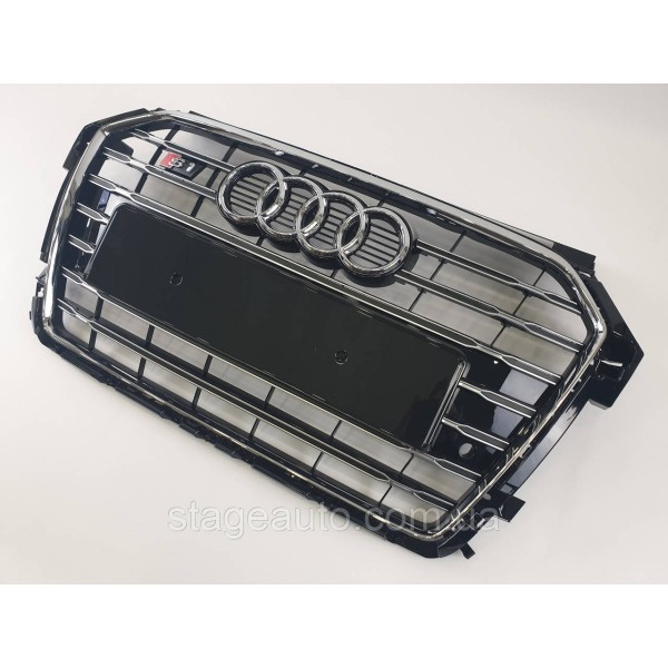 Решетка радиатора Audi A1 2014-2019год Черная с хромом (в стиле S-Line)