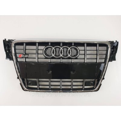 Решітка радіатора Audi A4 2007-2011 рік Чорна з Хромом (в стилі S-Line)