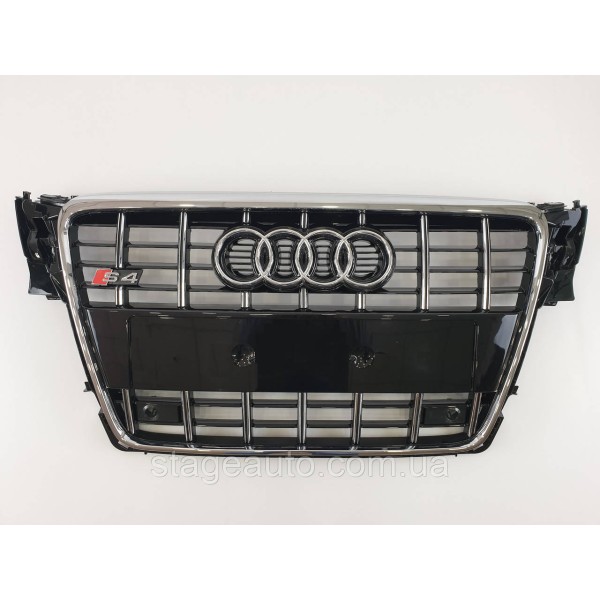 Решетка радиатора Audi A4 2007-2011год Черная с хромом (в стиле S-Line)