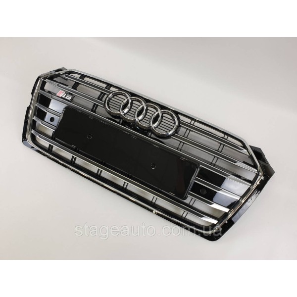 Решетка радиатора Audi A5 2016-2020год Черная с хромом (в стиле S-Line)