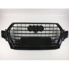 Решетка радиатора Audi Q7 2015-2020год Черная (в стиле S-Line)