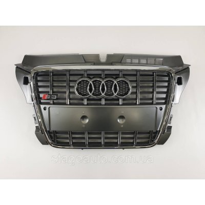 Решетка радиатора Audi A3 2008-2012год Серая с хромом (в стиле S-Line)