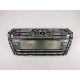 Решетка радиатора Audi A4 2015-2019год Серая с хромом (в стиле S-Line)