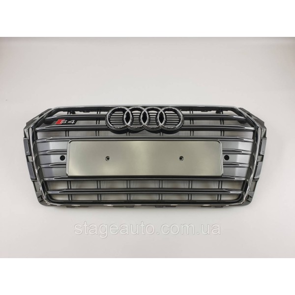 Решітка радіатора Audi A4 2015-2019 рік Сіра з хромом (в стилі S-Line)
