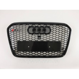 Решетка радиатора Audi A6 2011-2014год Черная под камеру (в стиле RS)