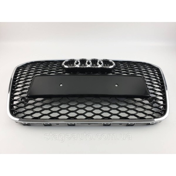 Решетка радиатора Audi A6 2011-2014год Черная с хром рамкой (в стиле RS)