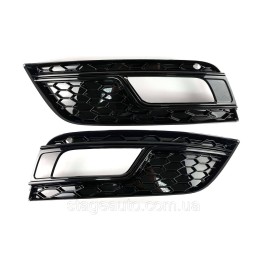 Решетки переднего бампера на Audi A4 B8 2011-2015 год Черные ( в стиле RS )