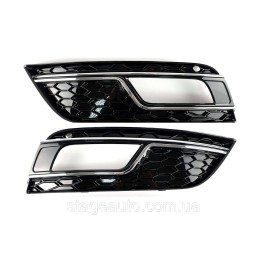 Решетки переднего бампера на Audi A4 2011-2015 год Черные с хром вставкой ( в стиле RS )