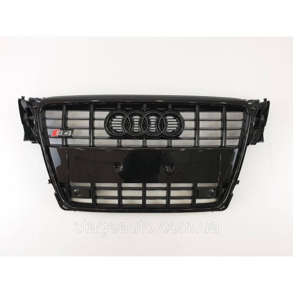 Решетка радиатора Audi A4 2007-2011год Черная (в стиле S-Line)