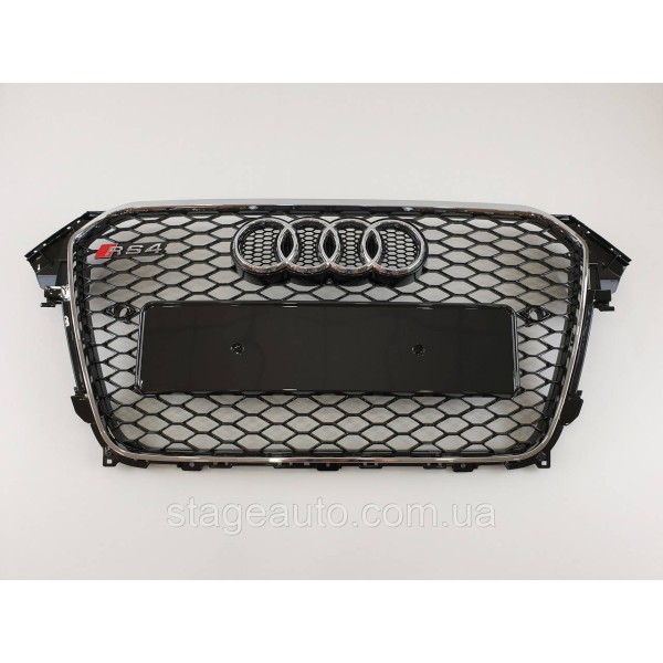 Решетка радиатора Audi A4 2011-2015год Черная с хром рамкой (в стиле RS)
