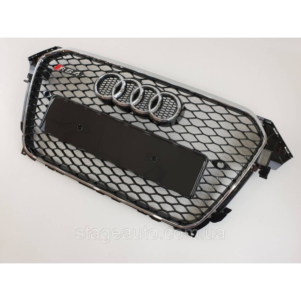 Решетка радиатора Audi A4 2011-2015год Черная с хром рамкой (в стиле RS)