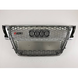 Решетка радиатора Audi A5 2007-2011год Серая с хром рамкой (в стиле RS)
