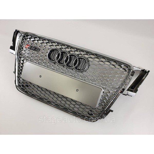 Решетка радиатора Audi A5 2007-2011год Серая с хром рамкой (в стиле RS)