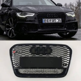 Решетка радиатора Audi A6 2011-2014год Черная Quattro (в стиле RS)