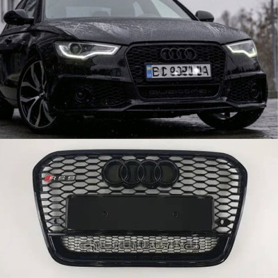 Решітка радіатора Audi A6 2011-2014 рік Чорна Quatro (у стилі RS)